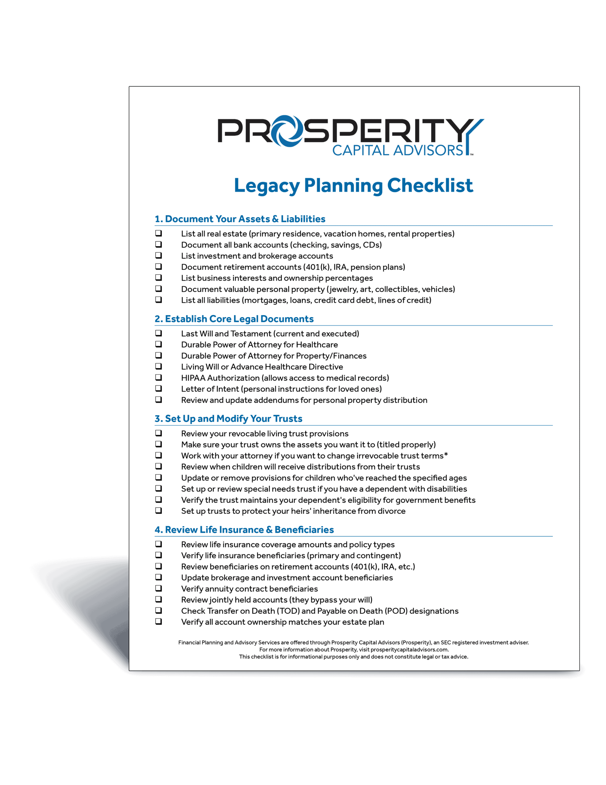 The Legacy Planning Checklist